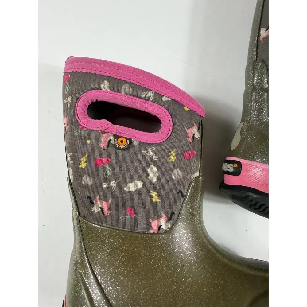 BOGS Classic Pegasus Waterproof Insulated Boots Unicorn Pink Kids Size 9